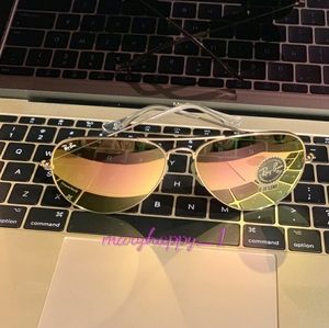 💖Ray-Ban PINK Gold Flash Aviator RB3025 New